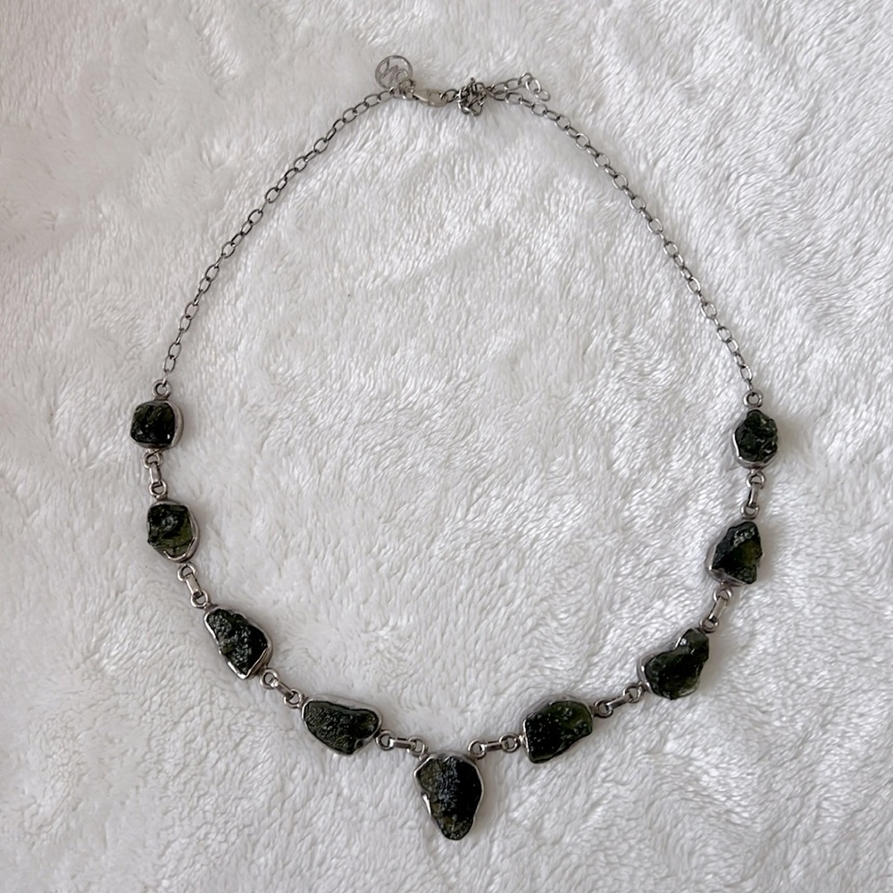 9 piece moldavite necklace